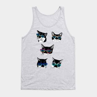 Cute Tuxedo cat in glasses  Copyright TeAnne Tank Top